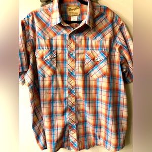 Wrangler Men’s 2XL plaid snap front short sleeve lightweight shirt